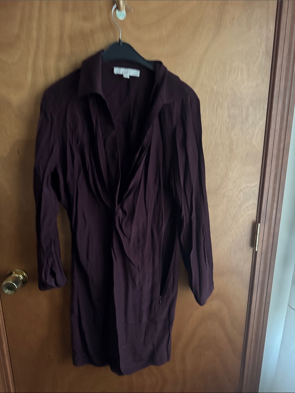 LOFT Deep Plum Draped Open-Front Blazer